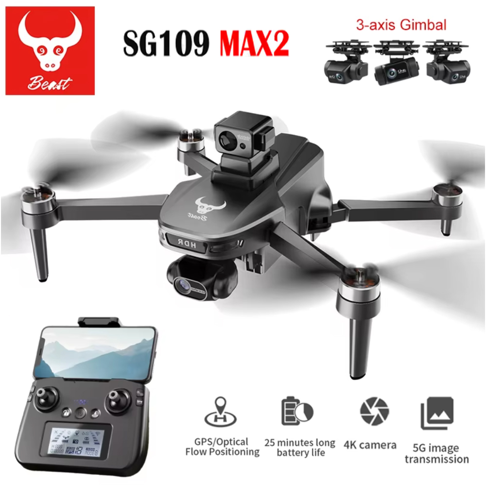 Drone Gimbal - プロフェッショナルドローンsg109max2 fpv,8kカメラ,3軸ジンバル,4kmブラシレス,GPSクワッドコプター,障害物回避,rc