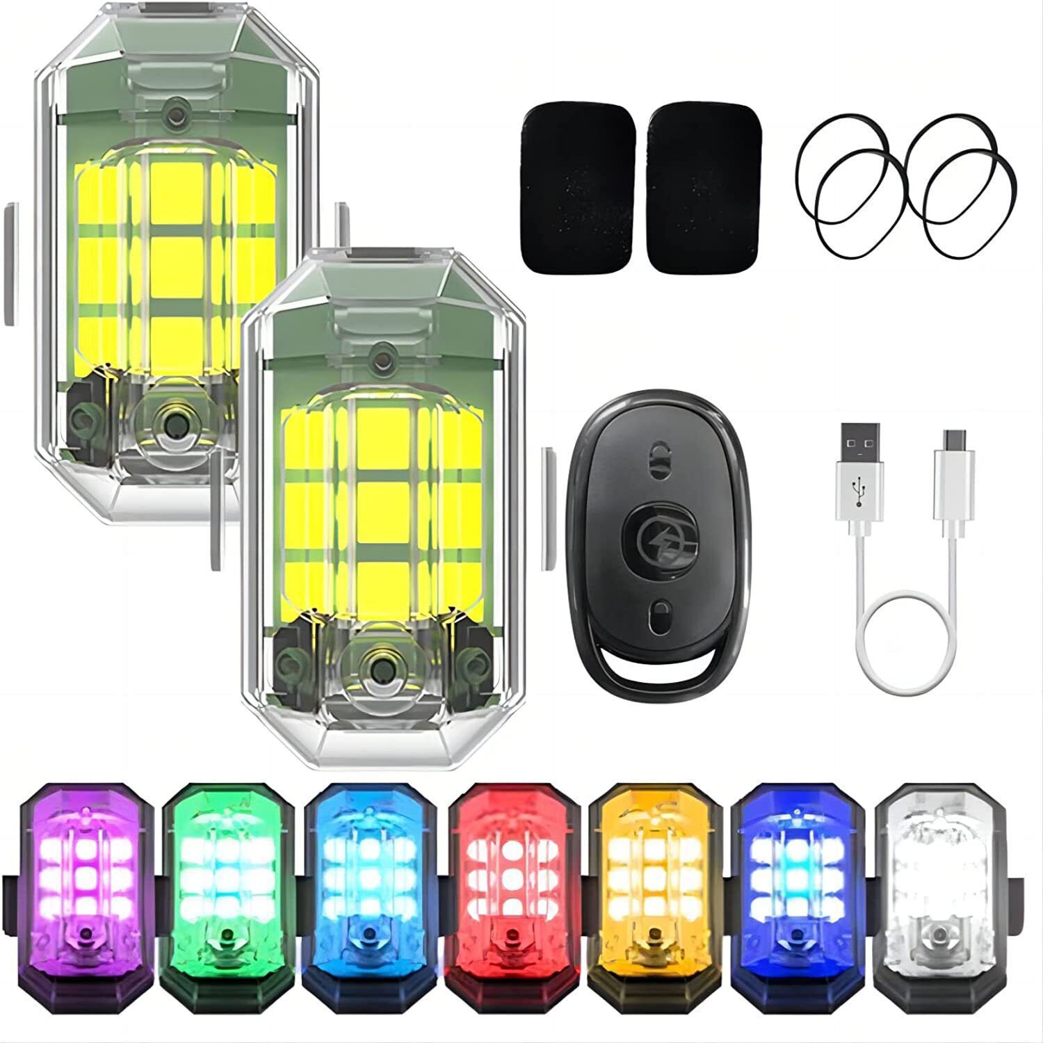Drone Led Light - 1/2/4個入り リモートオートバイライト RCドローン LEDフラッシュ ワイヤレスライト RC固定翼航空機