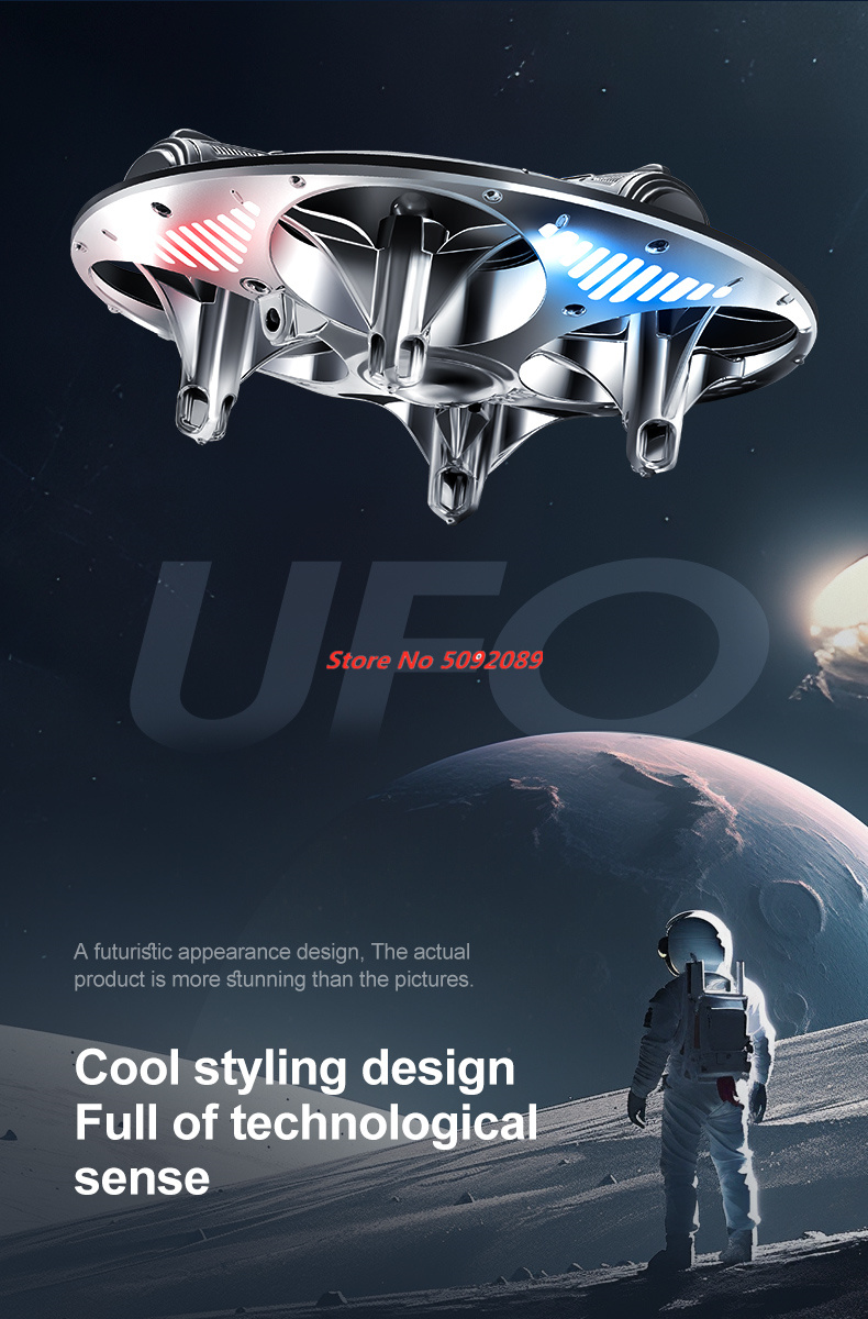 スマート姿勢保持ホバーミニリモコンヘリコプターUFO 2.4 - Drone Led Light のレビューと価格