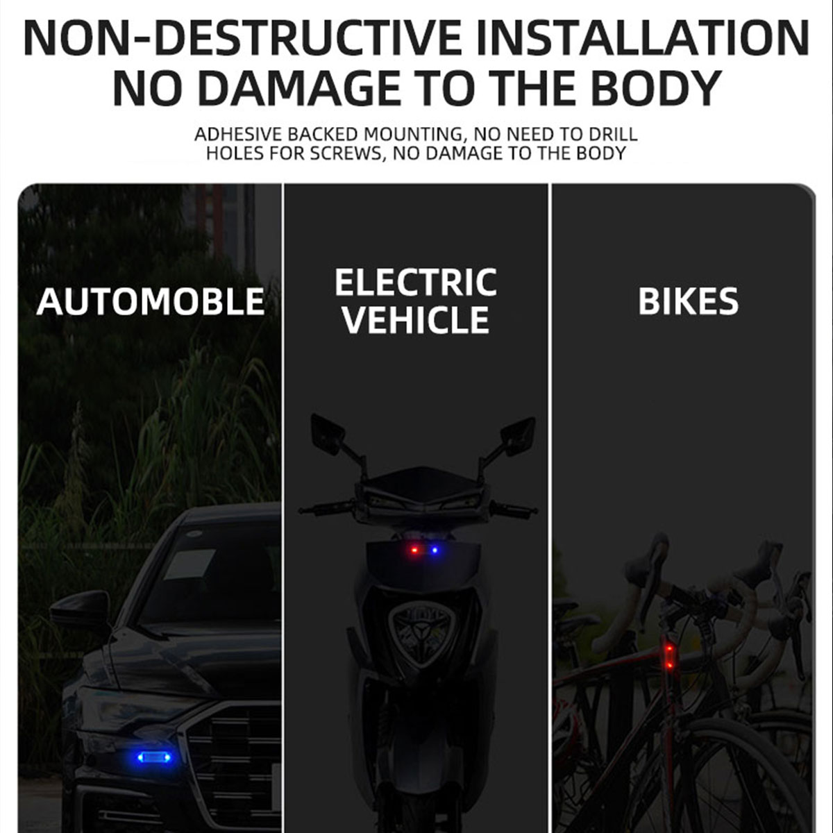 オートバイ,車,スクーター,ストロボのためのソーラーパワー盗 - Drone Led Light のレビューと価格